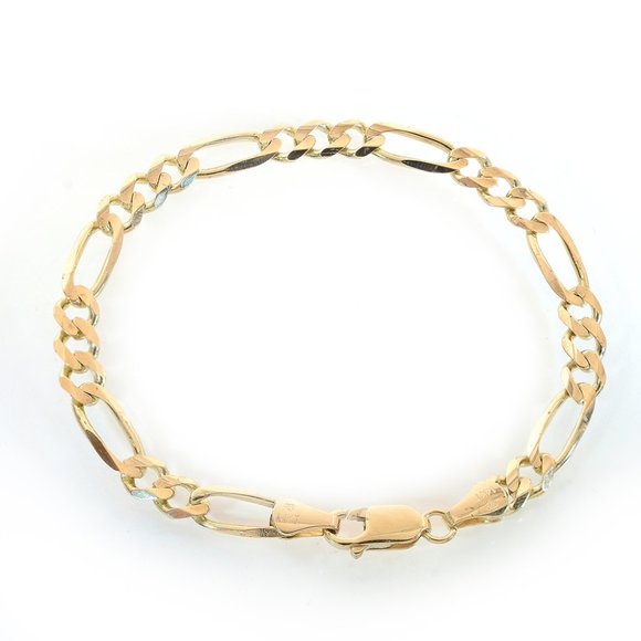 5.9mm 14K Yellow Gold Classic Figaro Chain Italy Bracelet - Picture 1 of 3